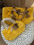 Handmade Raffia Set – Mama & Tochter, Gelb/Beige