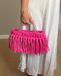 Handmade Bag – Stoffgarn Pink mit Fransen